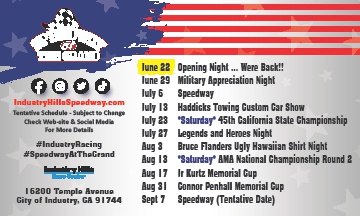 Industry Speedway 2022 Schedule